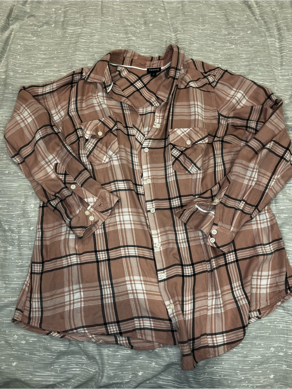 torrid Rose Brown Plaid Button-Down Shirt